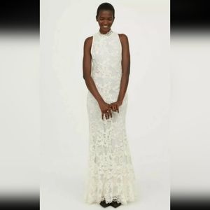 H&M Conscious Exclusive Floral Lace Maxi Dress S RARE Formal Wedding